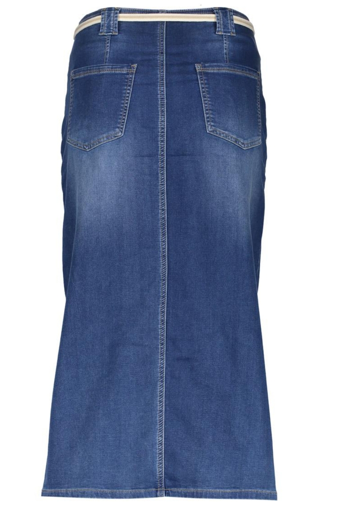 MIDI ROK MET SPLIT 56001 10 811 STONEWASH DENIM